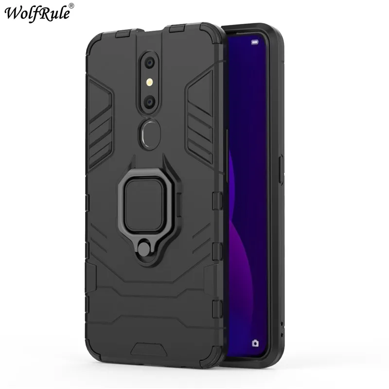 Для OPPO F11 Pro Чехол для телефона OPPO F11 бампер кольцо держатель Броня защитный чехол для телефона для OPPO F11 Pro Чехол Funda 6,53'' - Цвет: DarkBlack
