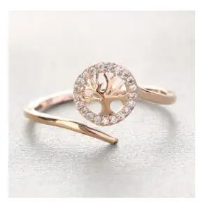 rose gold Древо жизни кольцо Трендовое дерево форма медные кольца для семьи ювелирный подарок регулируемое популярное кольцо для женщин мужчин joyas anello - Цвет основного камня: rose gold