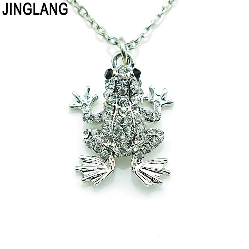 JINGLANG Розничная Мода Подвеска Ожерелье 2 цвета Стразы лягушка Животные Подвески