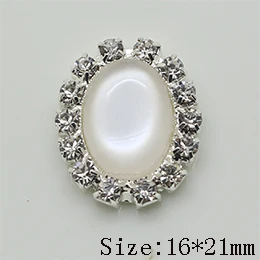 16X21MM Модные украшения кнопка 10 шт Серебряные прозрачные стразы кошачий глаз кнопки серебро, металлические пуговицы своими руками Свадебные украшения - Цвет: 16X21MM