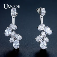 umode brand new luxury leaf shape drop earrings for women white gold color party wedding fashion jewelry christmas gifts ue0322