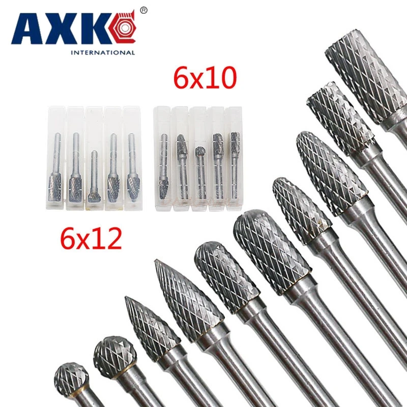 

5pcs/set Assorted 12mm Head Tungsten Carbide Rotary Point Burr Die Grinder Bit 6mm Shank Milling Cutter Abrasive Tools