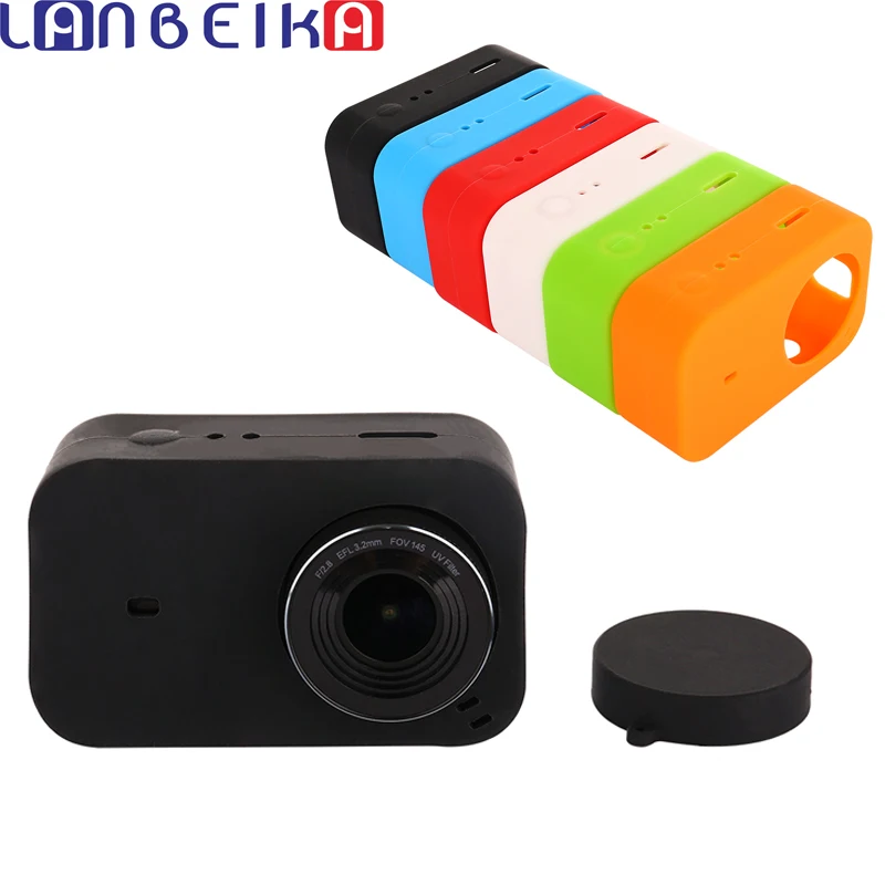 LANBEIKA для Xiaomi Mijia 4K аксессуары силиконовый защитный чехол+ крышка объектива Комплект для крепления кожи для Xiaomi Mijia 4K Экшн-камера