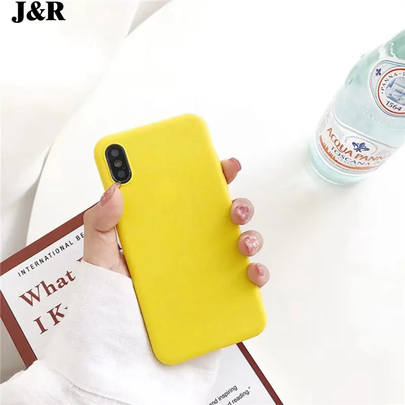 J&ampR Fashion Simple Solid Color Phone Case For iPhone 6 6s 7 8 Plus X Yellow Silicone Soft TPU Back Cover Cases |