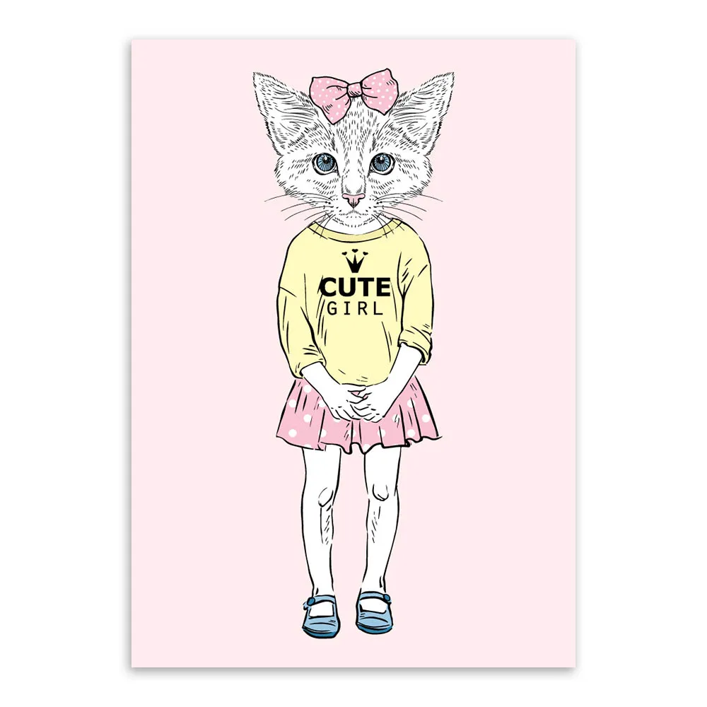 Большой художественный постер с принтом животных кошек мультфильмов А4 хиппи