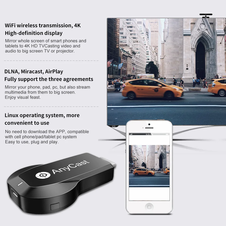 Anycast M100 5G/2,4G HDMI tv Stick 4K Miracast DLNA Airplay Wi-Fi дисплей приемник Dongle tv Stick Поддержка Windows Andriod IOS