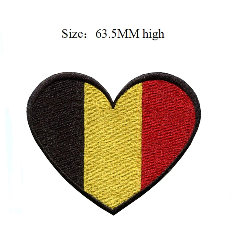 

63.5MM high Belgium flag patch of heart patch crafts/iron sticker/biker vest patch