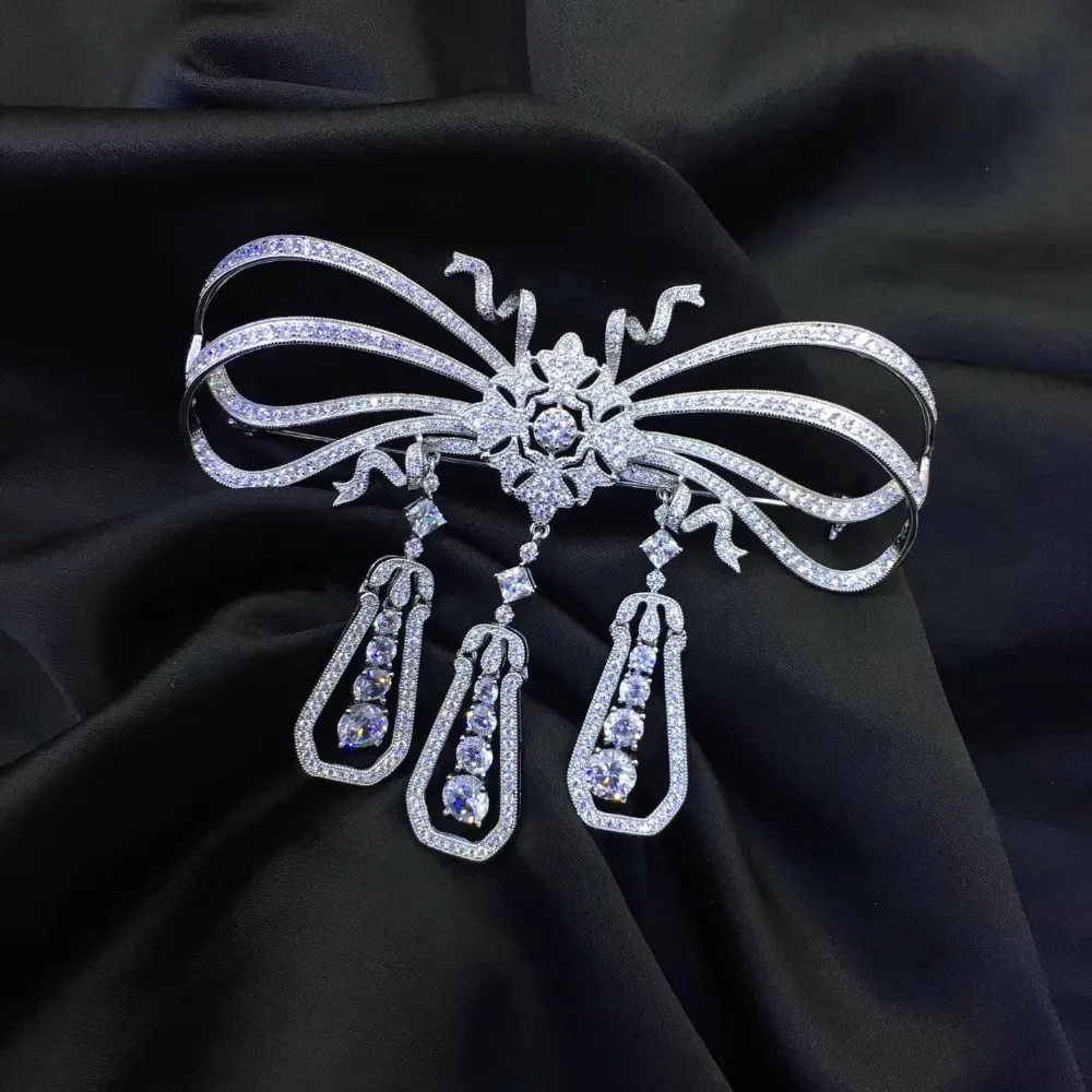 Брошь с бантом булавки изящные женские ювелирные изделия из стерлингового