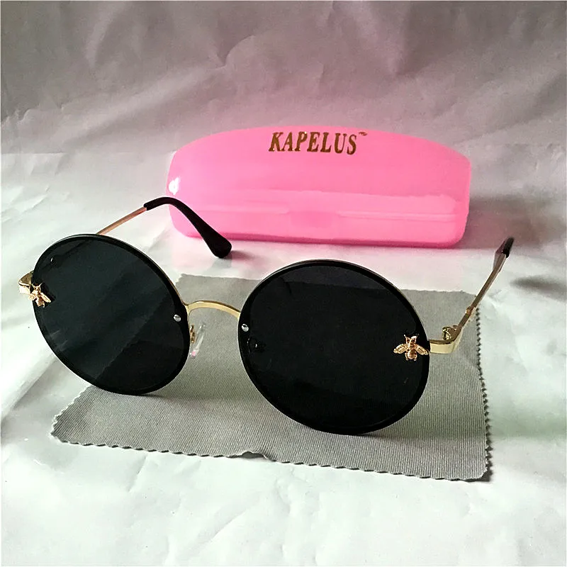 black Капелус женские круглые солнцезащитные очки летние новые солнцезащитные очки МОРСКИЕ линзы солнцезащитные очки 6634B - Цвет линз: black