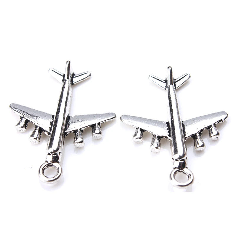 10 шт./лот подвеска в виде самолета из сплава Античные Серебристые подвески для