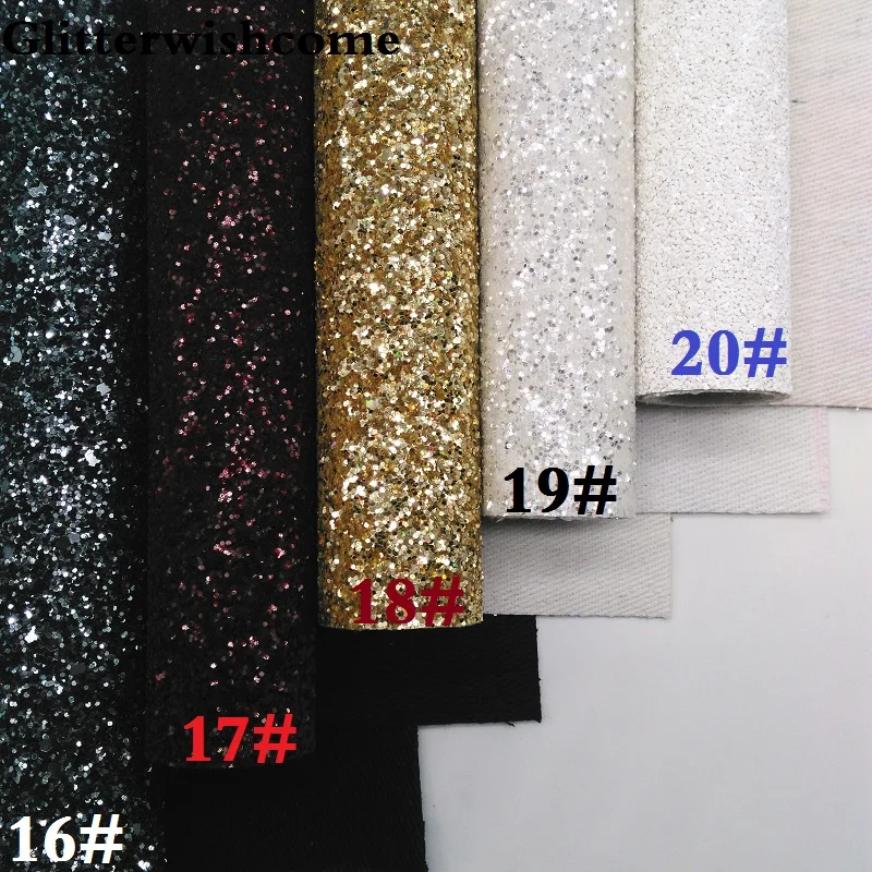 Винил Glitterwishcome размера A4 21 х29 см для бантов блестящая массивная кожаная ткань