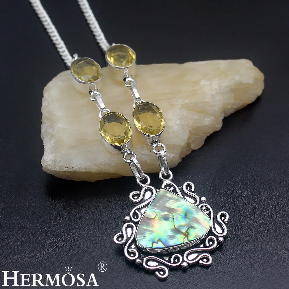 HERMOSA Jewelry Fashion Necklace Abalone shell 925 Sterling Silver Women Necklace18 inches HM801 | Украшения и аксессуары