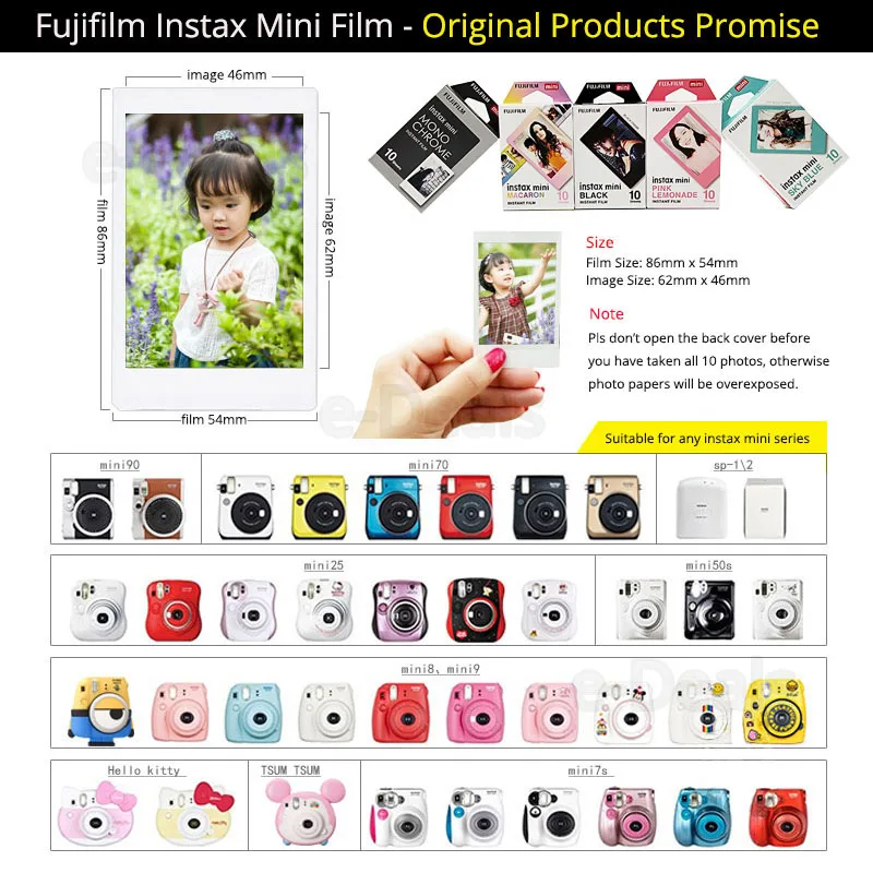 Пленка для Fujifilm Instax Mini 9 10 листов мгновенной фотокамеры FUJI 7s 25 50s 70 90 Share SP-1 SP-2 |
