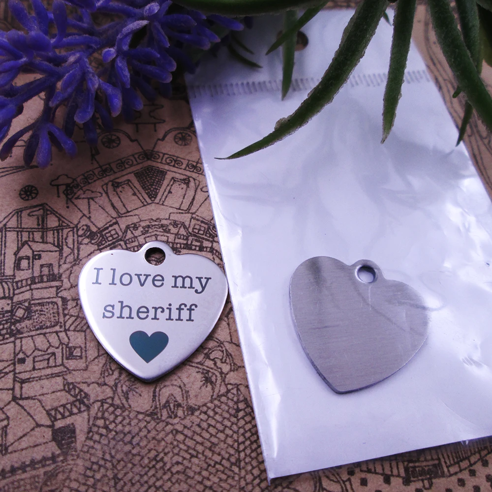 

10pcs--"I Love My Sheriff"stainless steel charms 5 styles for choosing DIY Charms for necklace bracelets