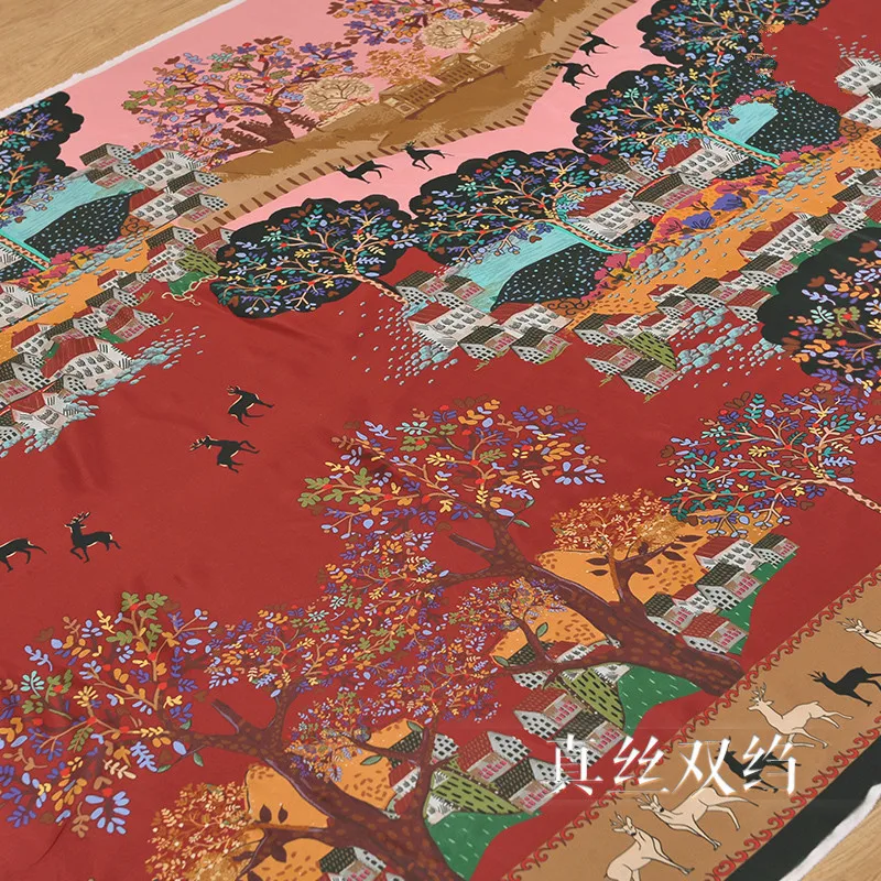 Новое позиционирование 140 см Ширина 16 мм шелковая крепдешиновая ткань с принтом