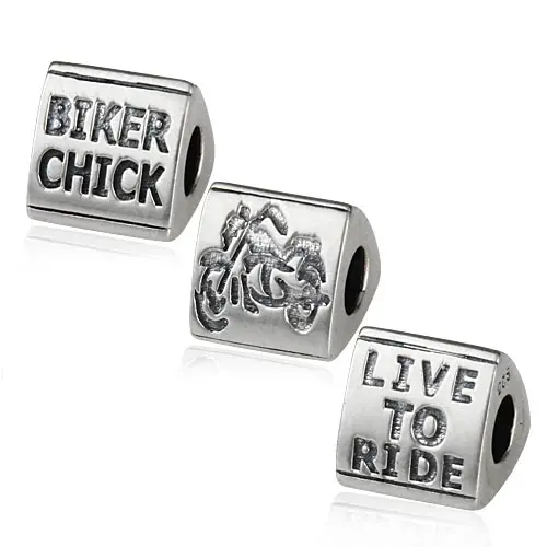 BIKER CHICK Bead Choruslove Подвеска "мотоцикл" велосипед мотаться велосипед шарик серебряные бусины 925 пробы Fit Pandora талисманы велосипедисты подарок DIY браслет - Цвет: BIKER CHICK Bead