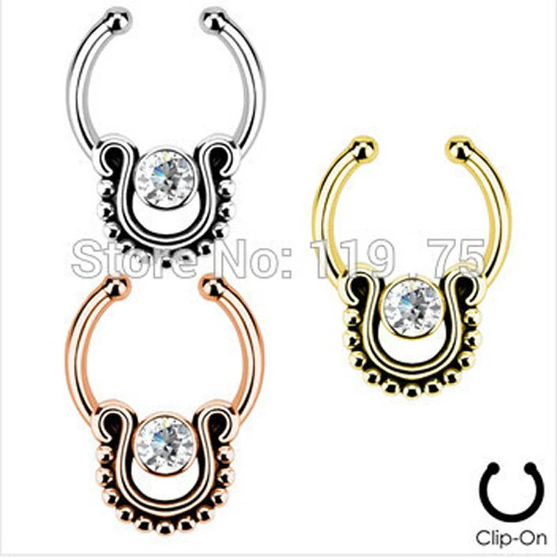 3 шт./лот настоящий Циркон поддельная перегородка клипса на не пирсинг кольцо для