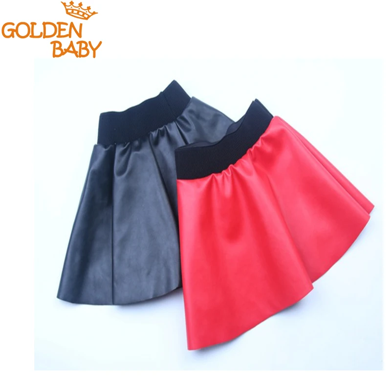 Юбки для маленьких девочек милые юбки детей из искусственной кожи От 2 до 8 лет