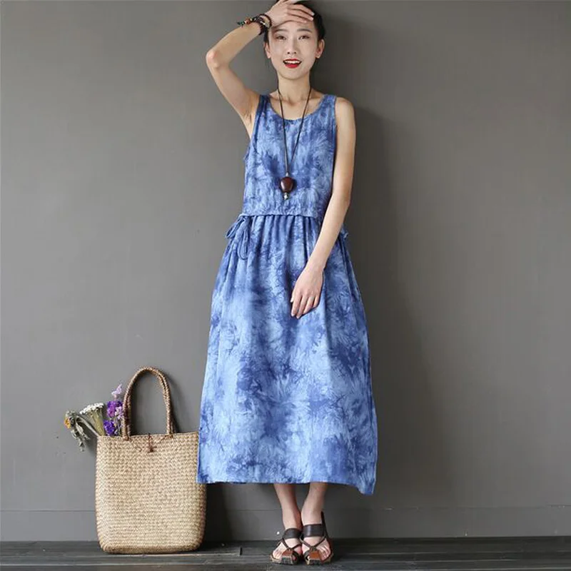 Женское летнее платье 2017 новое модное женское без рукавов свободное Макси