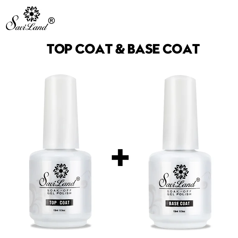 15m Top Base Coat Saviland 30 мл базовое верхнее покрытие Snelle Droge Vernis резиновое верхнее Базовое покрытие блестящий гель лак УФ светодиодный не Чистый гель лак для ногтей - Цвет: 15m Top Base Coat