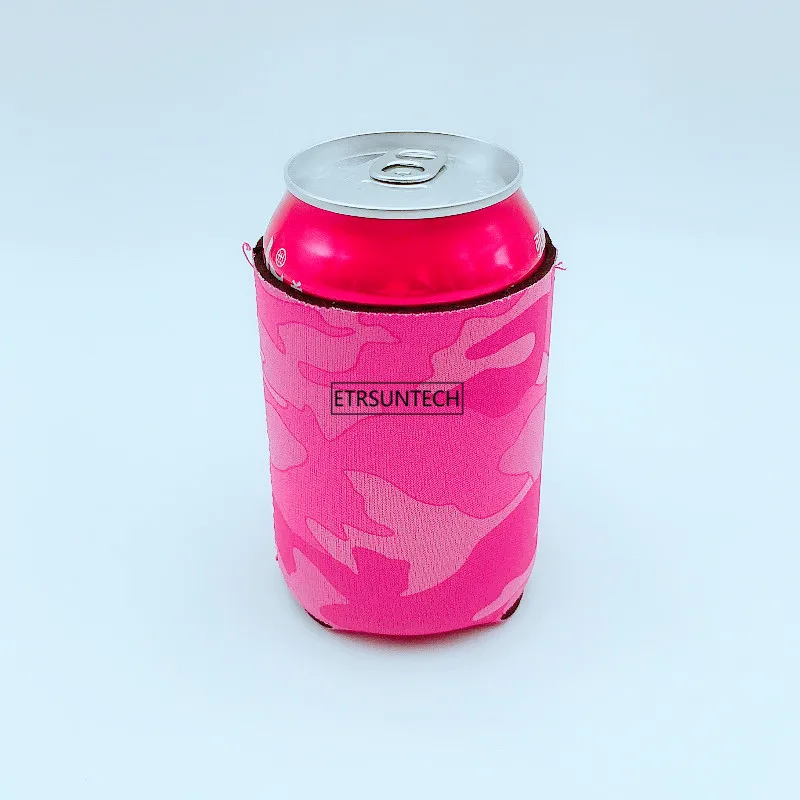 pink Camo 12 шт смешанные цвета неопреновый держатель пивная банка, бутылка кулер для пикника Сумки для вина пищевые банки Свадебные школьные Вечерние - Цвет: pink Camo