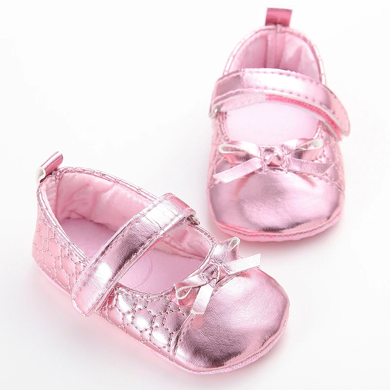 Новый Bling Розовый Мягкой Подошвой Девушки Тапки Младенческой Бабочка-узел Обувь