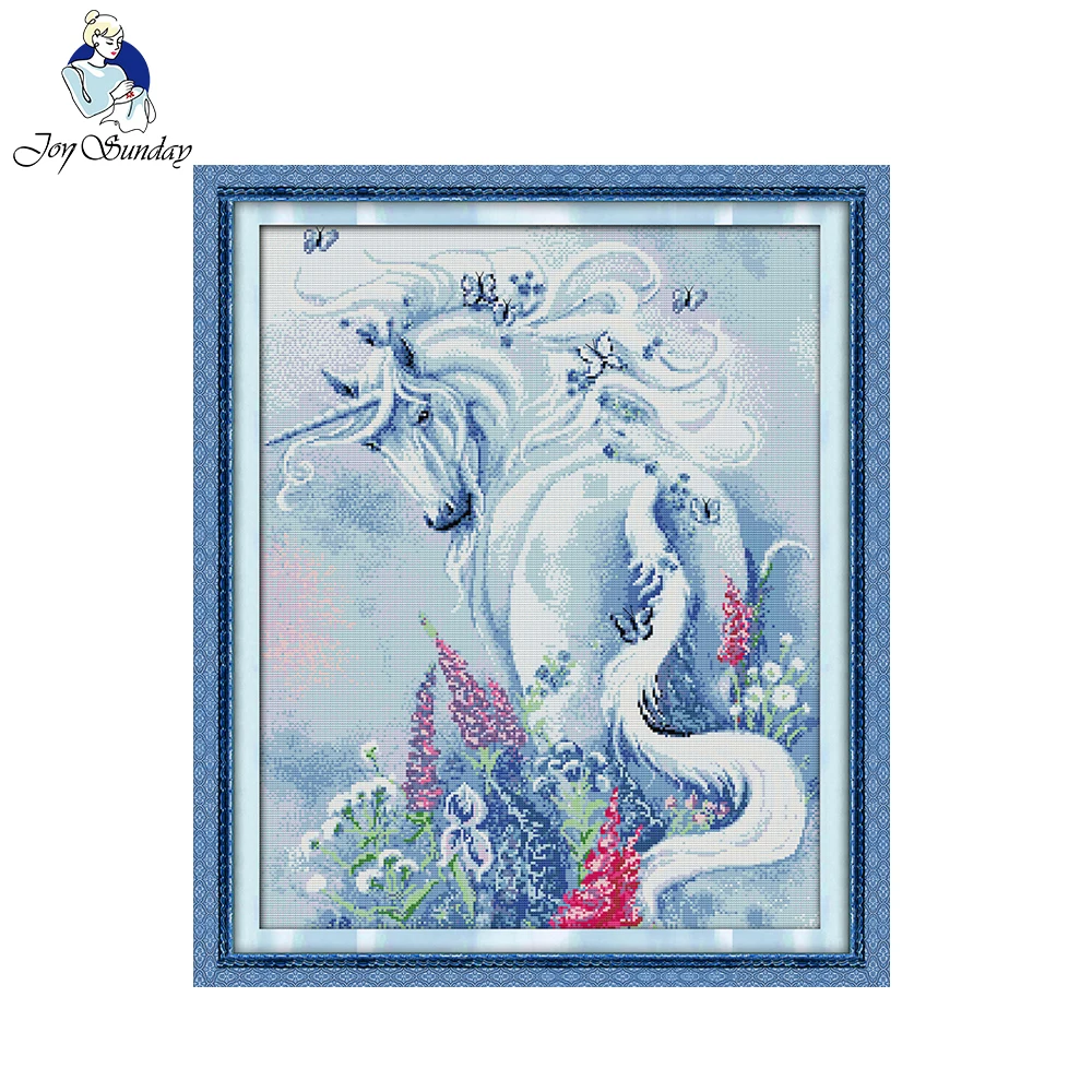 Joy Sunday 11CT 14CT вышивка крестиком DIY наборы для вышивки крестиком для вышивки домашнего декора рукоделие рисунки для сада единорога