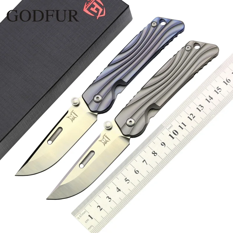 Складной нож GODFUR M390 с титановой ручкой HT02 карманный для кемпинга и охоты