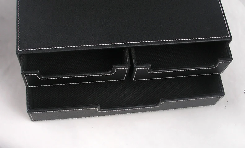 Двухуровневый офисный кожаный стол с 3 выдвижными ящиками шкаф для файлов