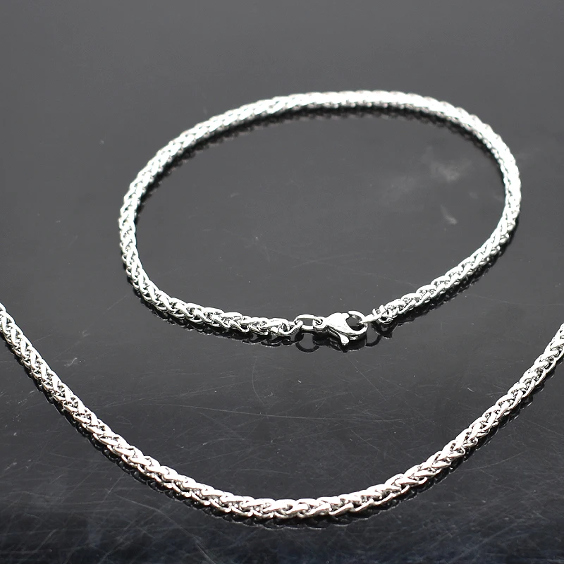 AMUMIU 3 мм ширина 316L нержавеющая сталь для женщин и мужчин цепочка ожерелья