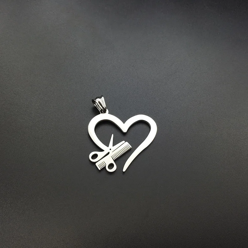 Романтические подвески в форме сердца из нержавеющей стали ножницы/расческа