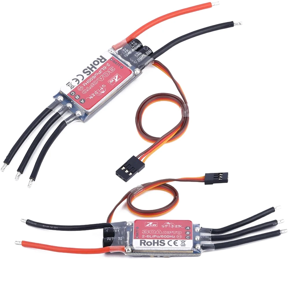 4 шт./лот ZTW Spider Series 20A 30A 40A OPTO 2-6S 600 Гц SimonK бесщеточный контроллер скорости для