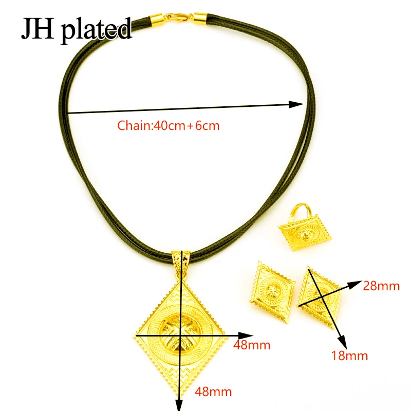 Наборы женских ювелирных украшений JHplated с черной веревкой и цепочкой эфиопские