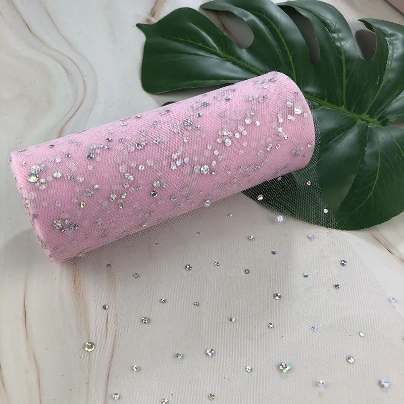 pink Блестящий рулон тюля с блестками 15 см* 22 м тюль рулон катушка юбка-пачка Свадебная отделка органзы детский душ день рождения принадлежности - Цвет: pink