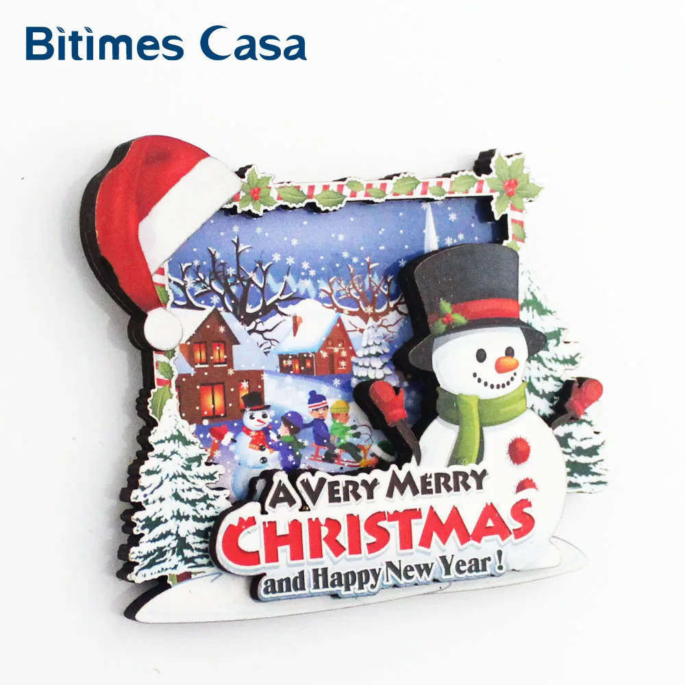 Bitimes 3D магниты на холодильник для Рождественского украшения снежный человек