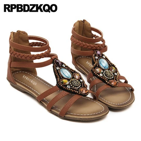 Flat sandals ethnic jewel - купить недорого | AliExpress