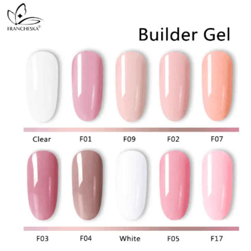 Francheska ногтей украшения Кристалл розовый белый прозрачный УФ Builder nail Art гель Nailarth