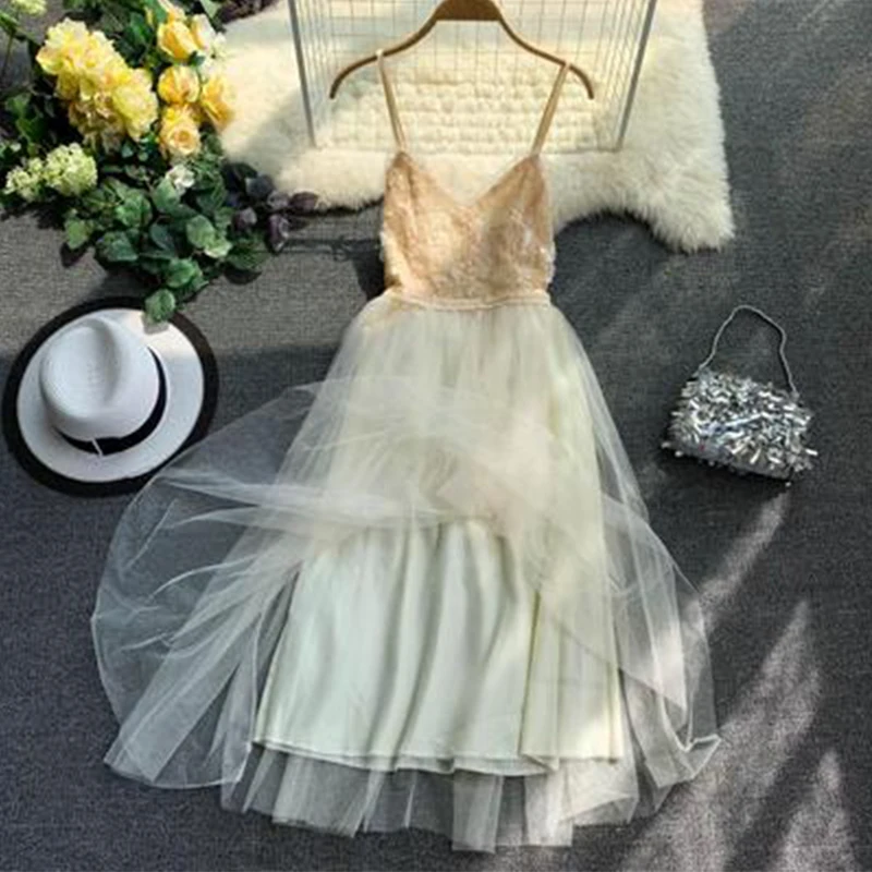 Женское пляжное длинное платье с v образным вырезом на бретельках aa1000 летнее в