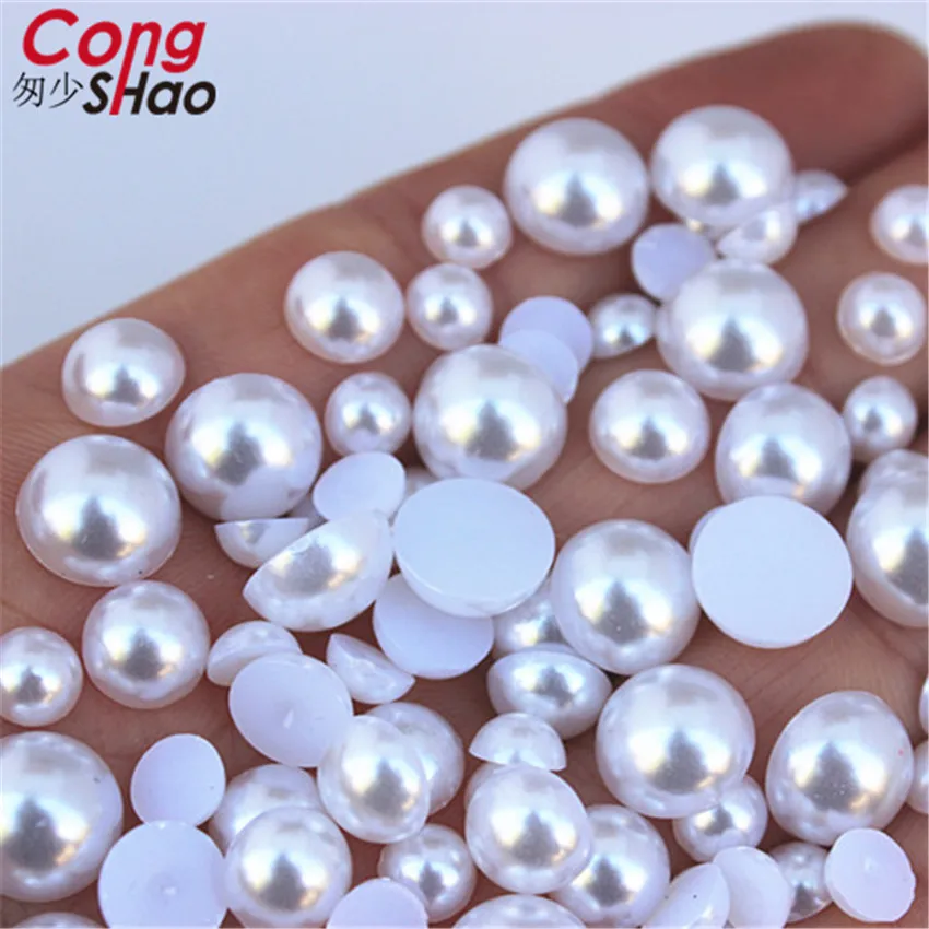 Плоские полукруглые поделки из жемчуга ABS имитация Акриловые стразы для