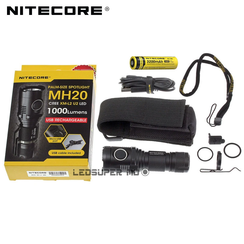 Оригинальный светодиодный тактический фонарик NITECORE MH20 с зарядкой от USB 1000 люмен