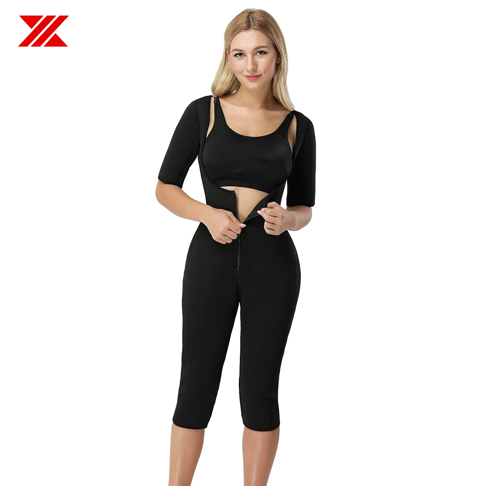 Женский эластичный боди HEXIN с открытым бюстом и контролем рук из неопрена молнией