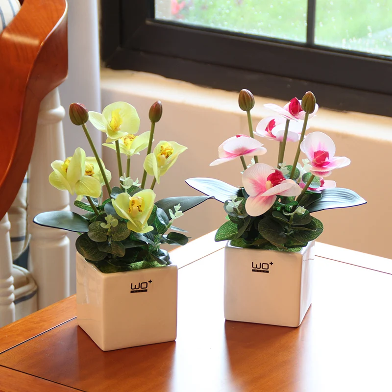 Искусственная бабочка Орхидея набор бонсай домашний декор керамическая ваза