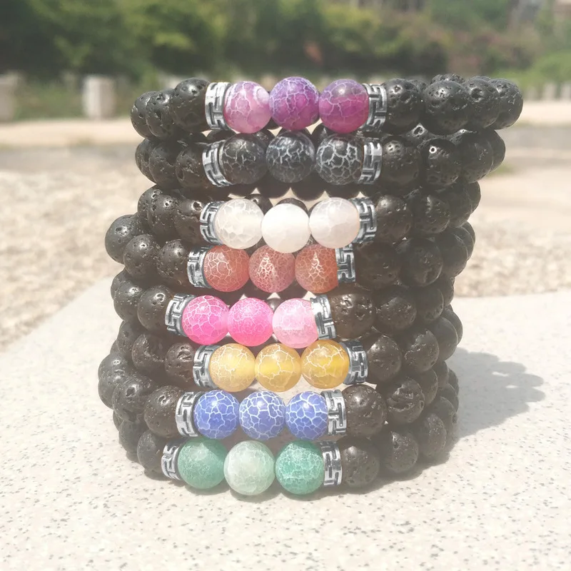 16 вариантов красочных планшетов 8 мм черный лавовый камень бусины сделай сам