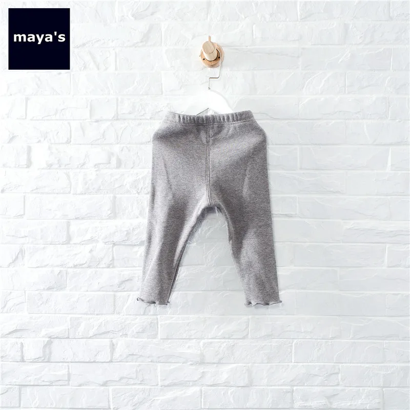 Mayas/модные однотонные Утепленные зимние штаны для девочек детские обтягивающие
