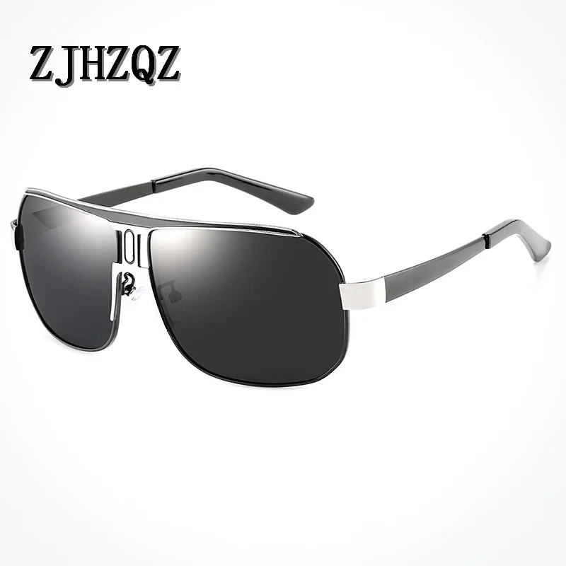 Black Gray ZJHZQZ пилот поляризационные солнцезащитные очки для мужчин Высокое качество Мода вождения солнцезащитные очки для мужчин Gafas De Sol Hombres винтажные очки - Цвет линз: Black Gray