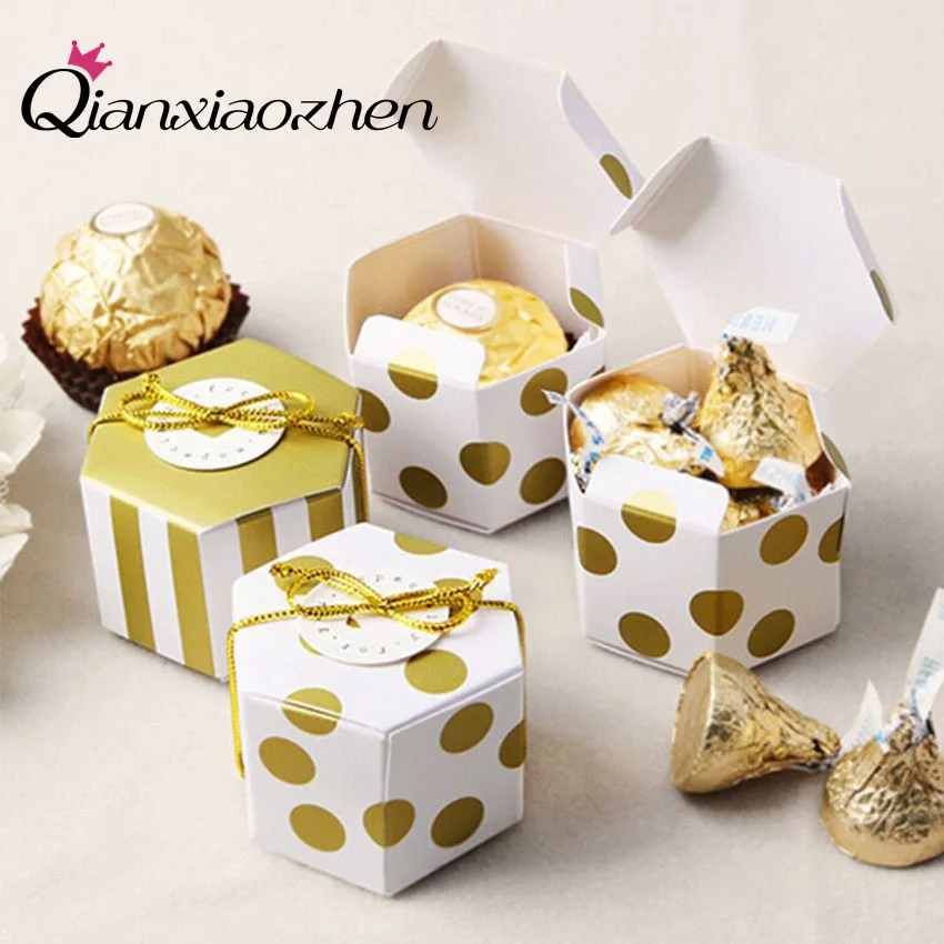 Qianxiaozhen 50 шт. Шестигранная коробка свадебные коробки для конфет сувениров