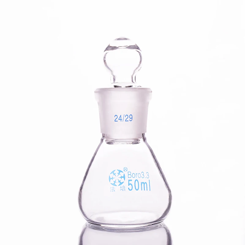 Conical flask with standard ground-in glass stopper,Capacity 50ml,joint 24/29,Erlenmeyer flask with standard ground mouth