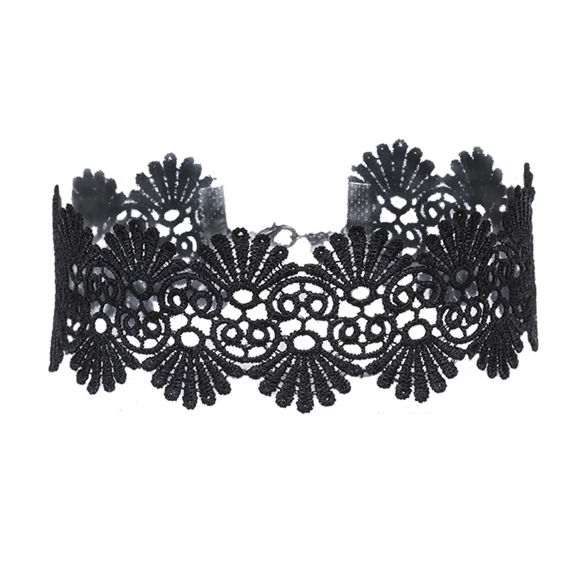 Модное ювелирное ожерелье в богемном стиле женское черное кружевное широкое