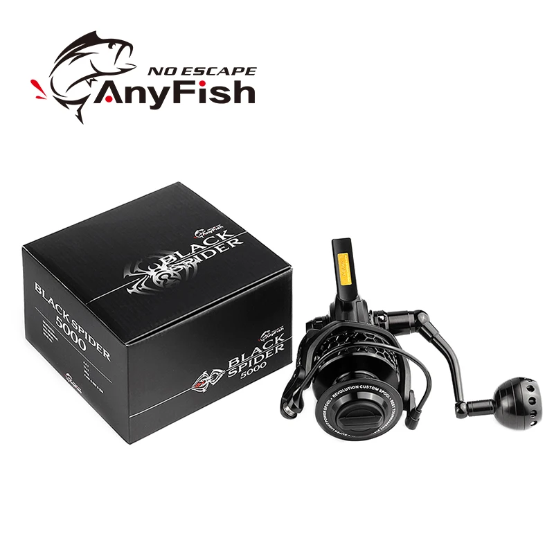 ANYFISH черный паук рыболовное спиннинговое колесо 4500 5000 6500 11+ 1BB Передаточное отношение 4,9: 1/4. 4:1/4,3: 1 Макс тяга 15~ 30 кг pesca