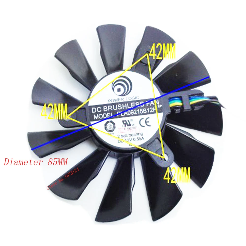 Вентилятор видеокарты пластина 09215b12h 4Pin VGA кулер вентиляторы для MSI N560 570 580GTX HD6870